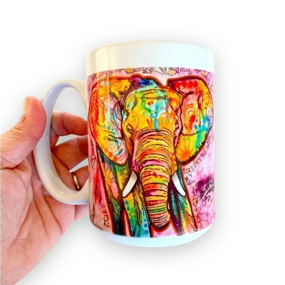 Dean Russo Boho Elephant Mug Art Coffee‎ Tea Cup - Picture 1 of 10